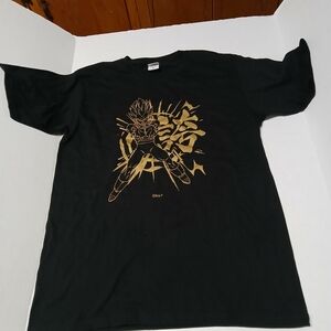 Dragon Ball Z Vegeta Toms Co Japan T-Shirt Black w/ Glitter Gold RARE Daluc DBZ